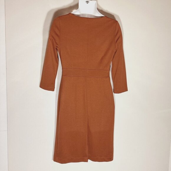 Lands' End  SZ S Rust knit dress career professional comfy flattering minimalist - Picture 5 of 8